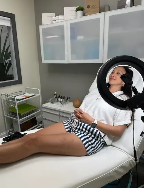 Client waiting to get Botox in the aesthetics room at EDEN